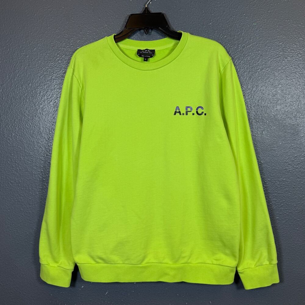 A.P.C XL men’s green logo sweatshirt crew neck sweater